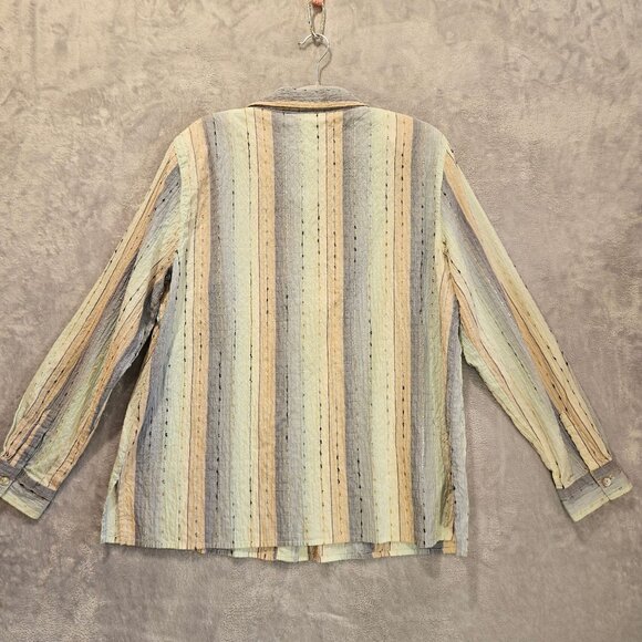 Alfred Dunner Blouse womens 14 colorful crinkly embroidered shell buttons career - Picture 2 of 16